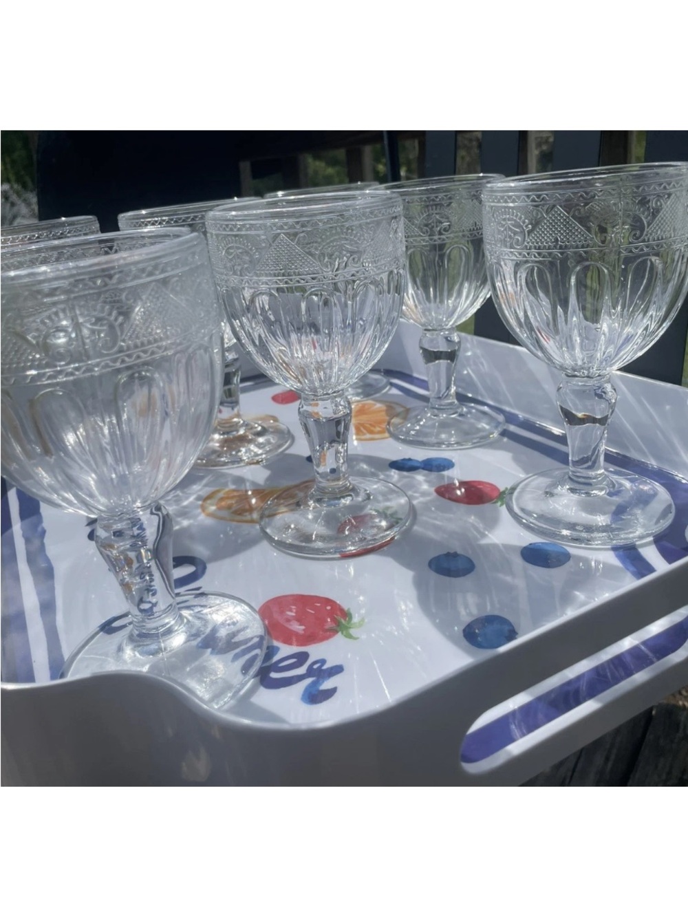 Ralph Lauren Crystal Water Goblets "EMMA"  Set of 7 1992-2001